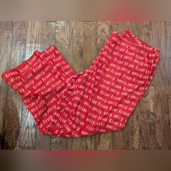 Joe Fresh Pyjama Set Woman's XXL- Fleece Red Christmas Holy Jolly Pyjamas NWT - Picture 6 of 8
